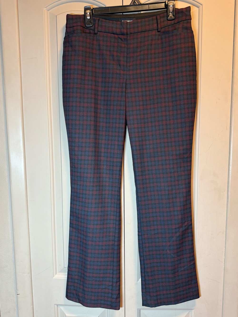 Express Plaid Dress Pants - Black, Blue & Burgundy Check